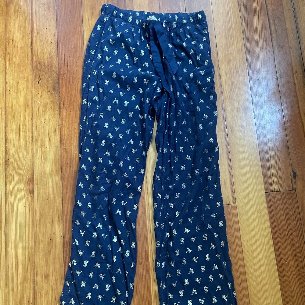 Victoria's Secret Blue metallic logo pajama pants